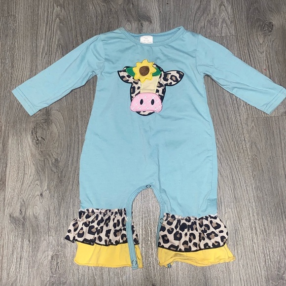 Cow Ruffle Romper - Picture 1 of 6